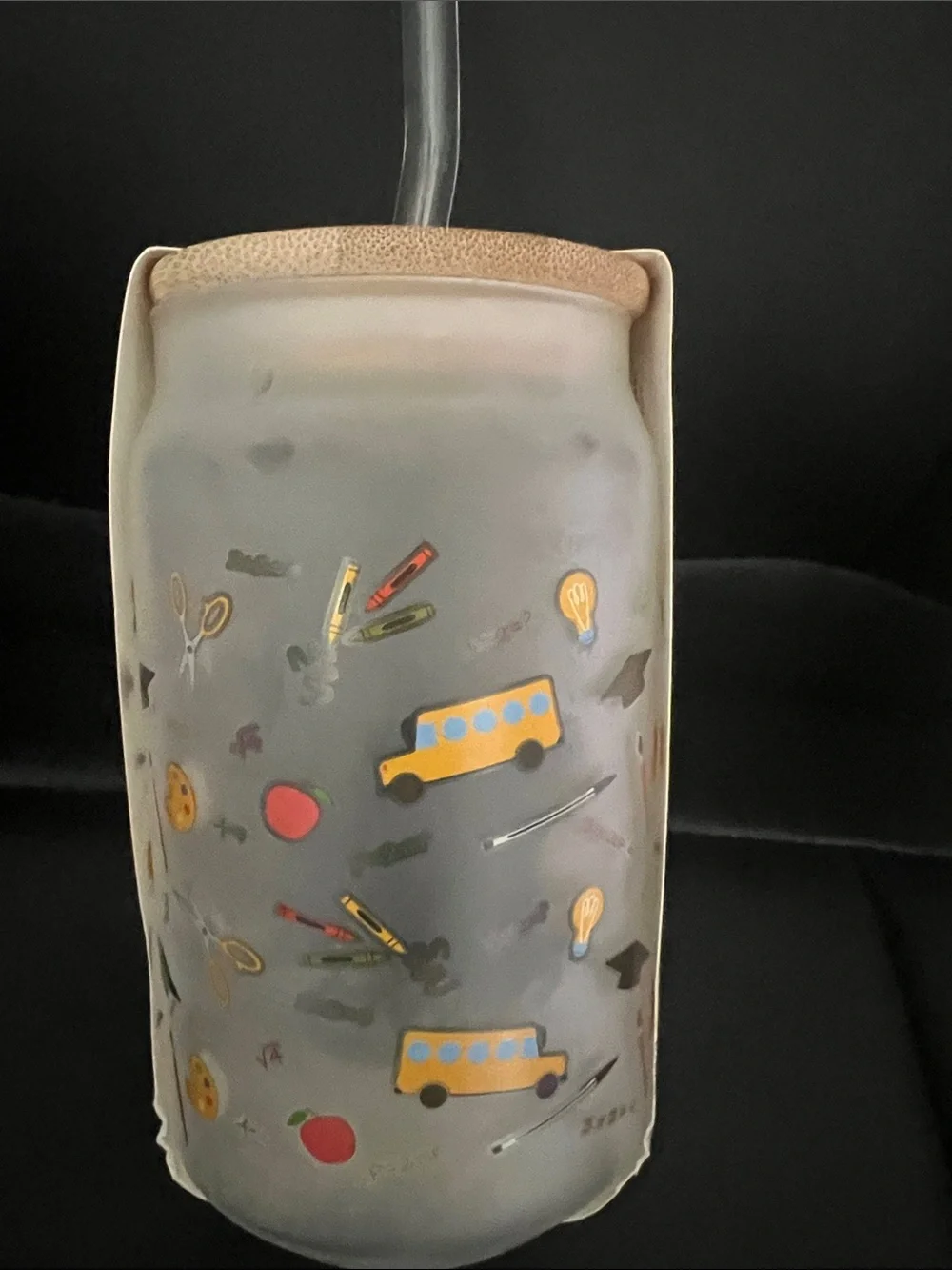 #2685**Croton Glass Cup with Straw - Back To School 🏫